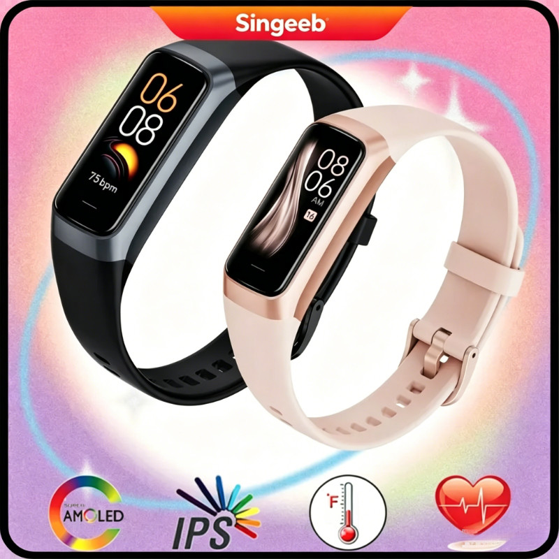 จอแสดงผล AMOLED Smartwatch Band 8 Pro Slim Fit นาฬิกาข้อมืออัจฉริยะความดันโลหิตสร้อยข้อมือฟิตเนส
