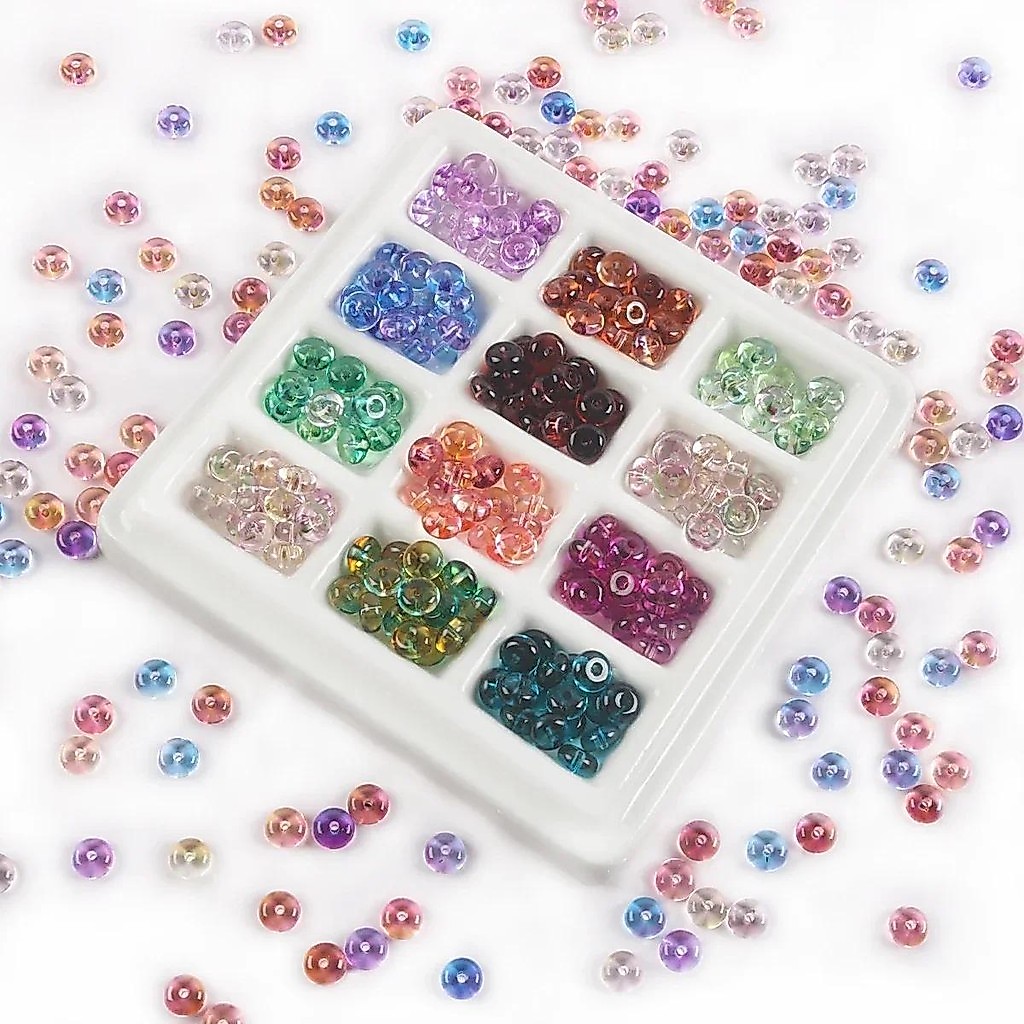 10g 3x6 มม.โปร่งใสสีแบนรอบลูกปัดอะคริลิคสําหรับเครื่องประดับทํา Spacer ลูกปัด DIY สร้อยข้อมือสร้อยคอ