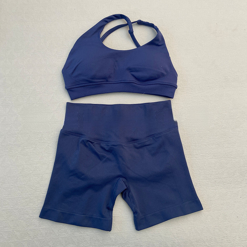 [คลังสินค้าพร้อมมีโลโก้] DF ** Yoga Bra ชุดชั้นใน High-Elastic Ultra-Fine Matt Halter Neck Large Hal