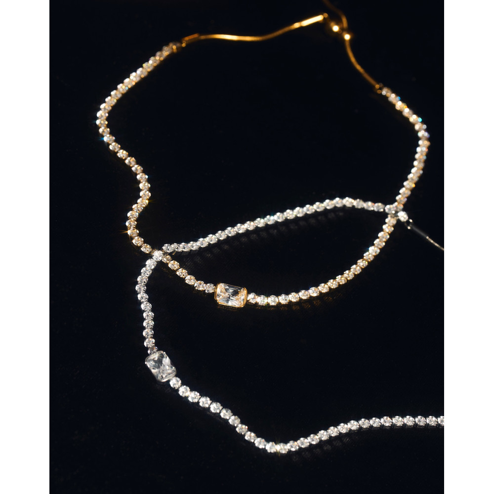 YVIS Oblong Tennis Stainless Steel Necklace - YVIS X FABRIQUE