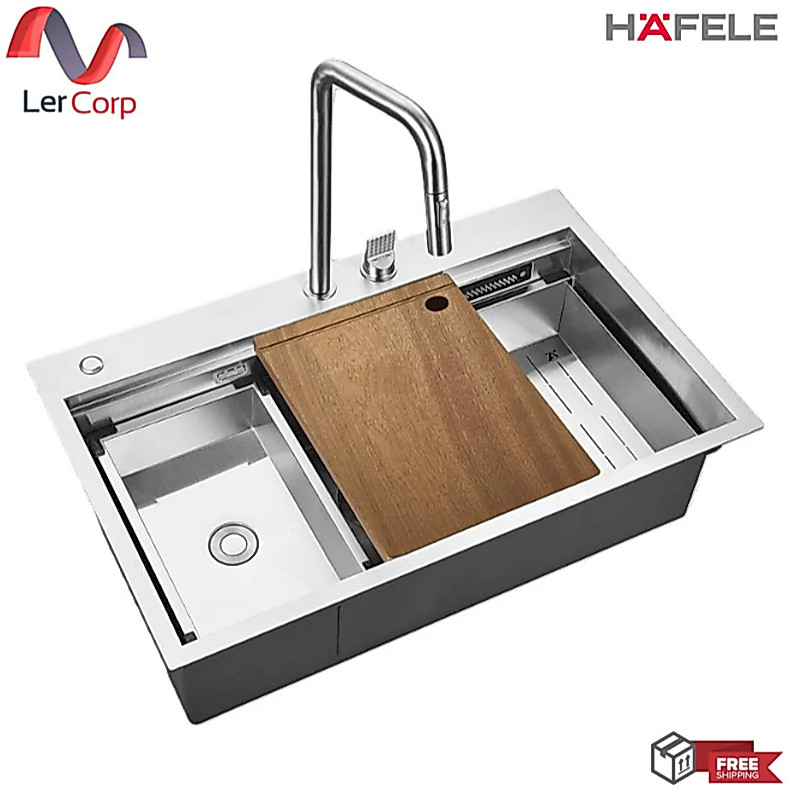 Hafele อ่างล้างจาน Workstation Sinks 1 หลุมใหญ่ พร้อมอุปกรณ์ (495.39.560)