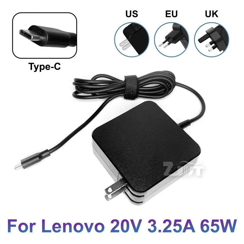 65W ประเภท USB-C Power Adapter แล็ปท็อปชาร์จใช้งานร่วมกับ Lenovo ThinkPad X1 S2 T470 T480 T480s T580