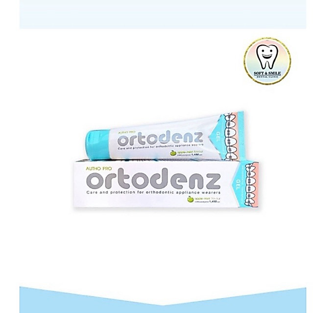 Autho pro ortodenz ยาสีฟันสำหรับคนจัดฟันออร์โธโปร ออโธเด๊นซ์ กลิ่นแอปเปิ้ล ขนาด 120 กรัม มี fluoride 1,450 ppm