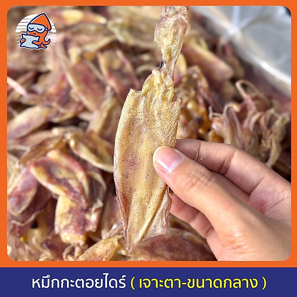 หมึกกะตอยตากแห้ง เจาะตา ไม่มีสารเคมี เนื้อสวย ไม่เค็ม