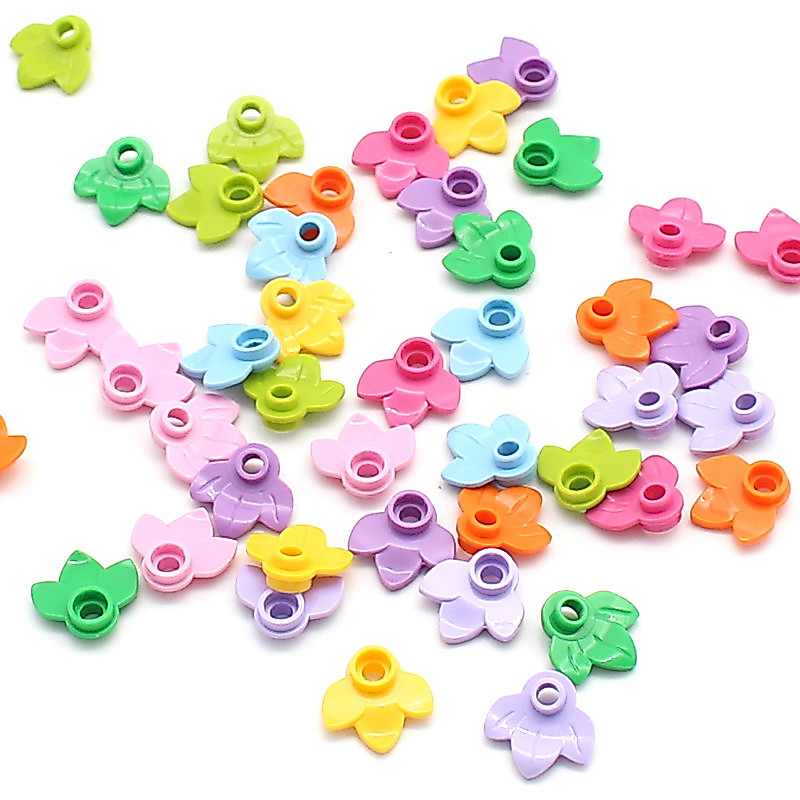 100pcs MOC 32607 พืชแผ่นรอบ 1x1 3 ใบฟักทองต้นไม้ DIY Enlighten อาคารอิฐใช้งานร่วมกับเด็ก DIY อิฐของเล่น
