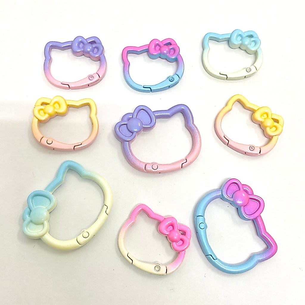 ห่วง ห่วงสปริงล็อค ลาย คิตตี้ คละสี สีทูโทน 28*23mm และ 36*32mm ของตกแต่งชิ้นงาน อุปกรณ์งานฝีมือ DIY