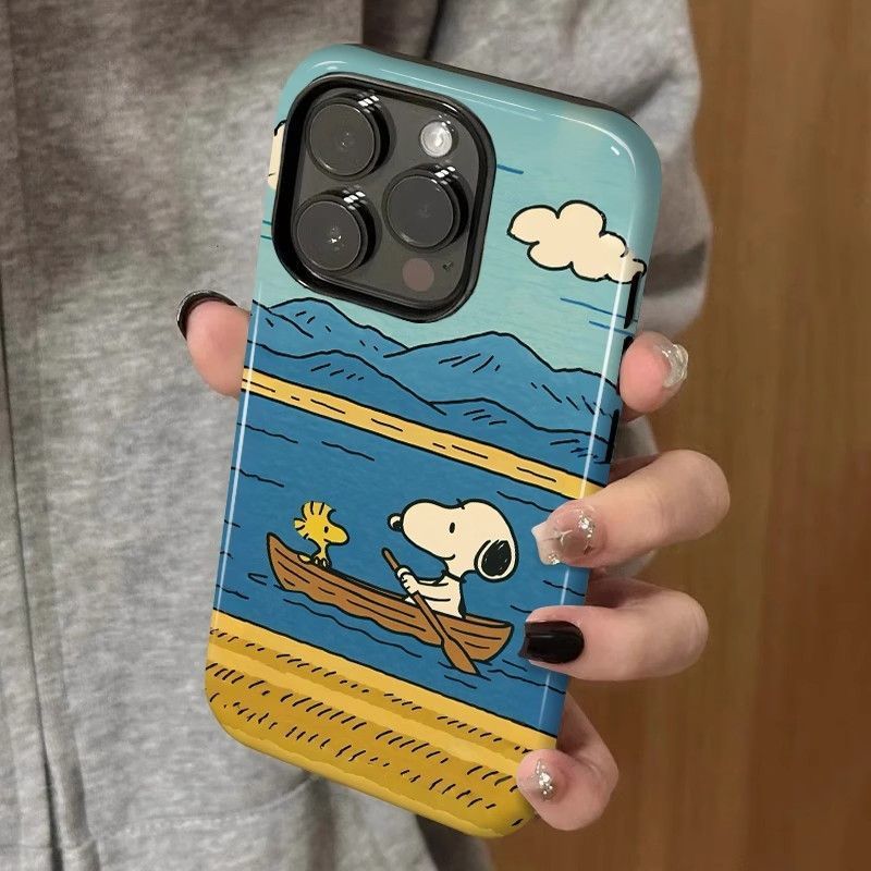 เคสสําหรับ iphone 17Promax 16/15promax 17Pro 14/15plus 2-in-1 เคสสองชั้น Apple 13/14Promax /11/12pro 7/8Plus Xsmax เรือน้อย Snoopy เคสโทรศัพท์กันกระแทก