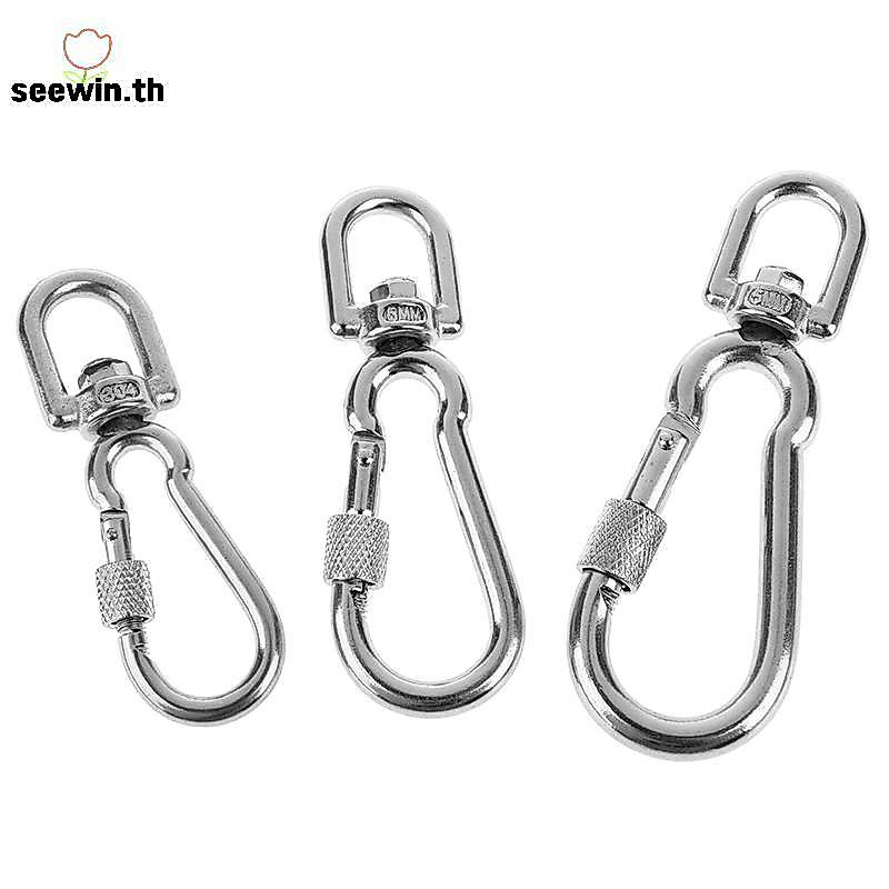 Seewin สแตนเลสหมุน Snap Hooks Loing สายจูงสุนัข Bule Qui Release Bule Carabiner คลิปสําหรับสุนัขเดิน Camping th