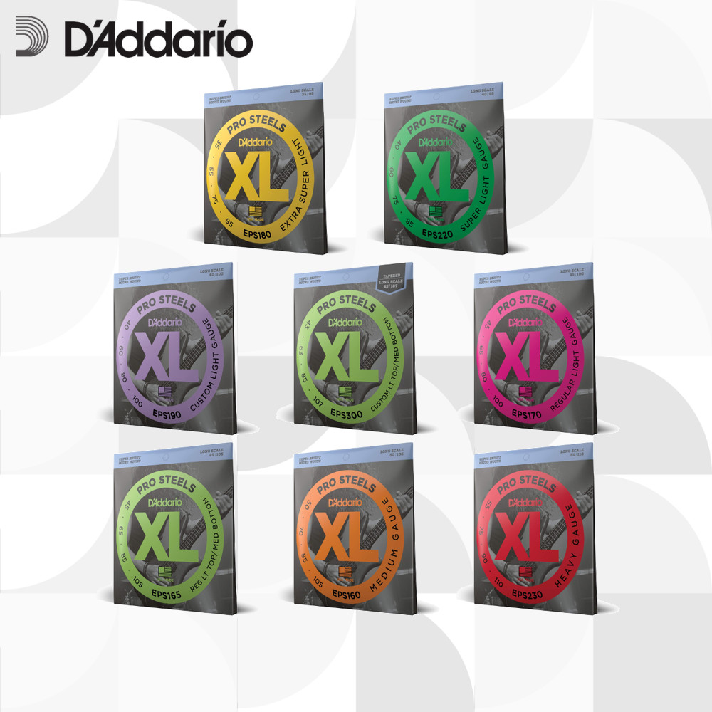 D'Addario XL ProSteels Long Scale EPS180/EPS220/EPS190/EPS300/EPS170/EPS165/EPS160/EPS230 Extra Supe
