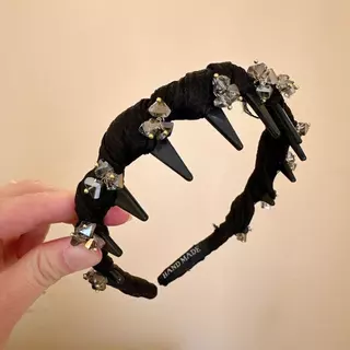 ที่คาดผมคริสตัลกันลื่นแบบฟัน, เครื่องประดับผมแบบคาดศีรษะแบบตาข่ายทรงสูงสําหรับผู้หญิง