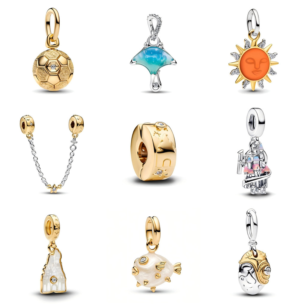 Charm Bead Fit ผู้หญิงสร้อยข้อมือสร้อยคอของขวัญแฟชั่น Silver Plated DIY เครื่องประดับ