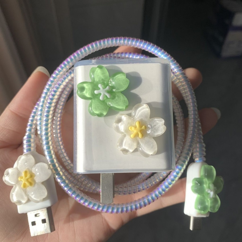 แฟชั่นดอกไม้เข้ากันได้สําหรับOppo Charger Protector 33W 67W 90W Charger cover Charger Caseใช้งานร่วม