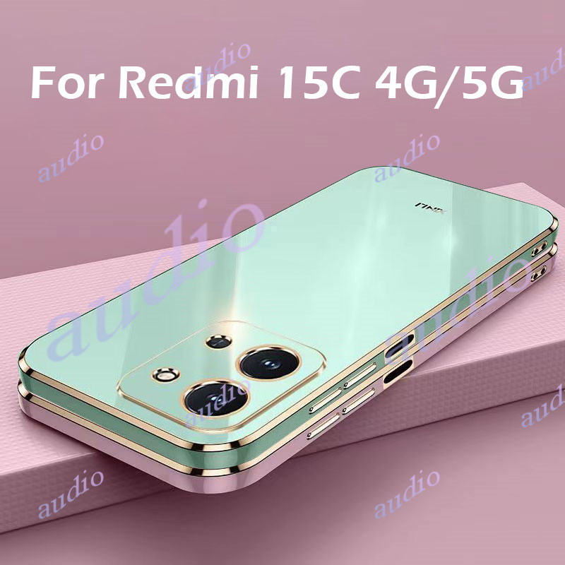 สําหรับRedmi 15C 4GหรูหราElectroplatedสําหรับRedmi 15C Redmi15C 4G 5G 2025 เคสโทรศัพท์หรูหราชุบสแควร