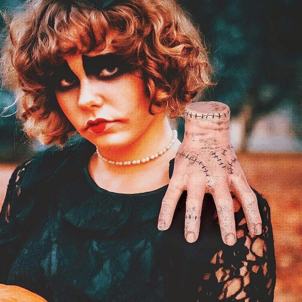 วันพุธ Addams Family Thing Hand ตกแต่ง Addams เครื่องประดับฮาโลวีนน่ากลัว Latex Hand W8k2