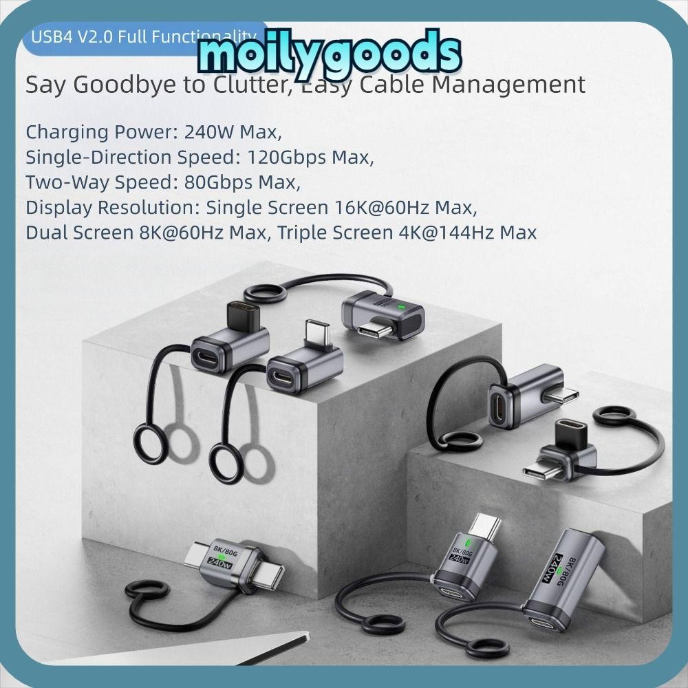 MOILYHD USB4.0 Extender, 8K 60HZ PD 240W USB-C Converter, Professional Data Transmission อลูมิเนียมช