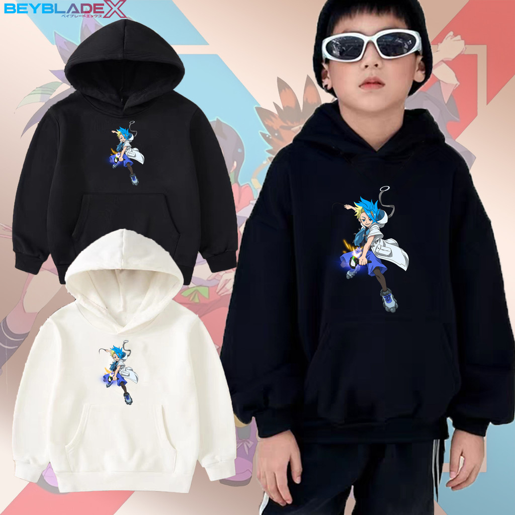 เสื้อฮู้ดแขนยาวสำหรับเด็ก Kurosu Ekusu Jaxon Cross Beyblade X