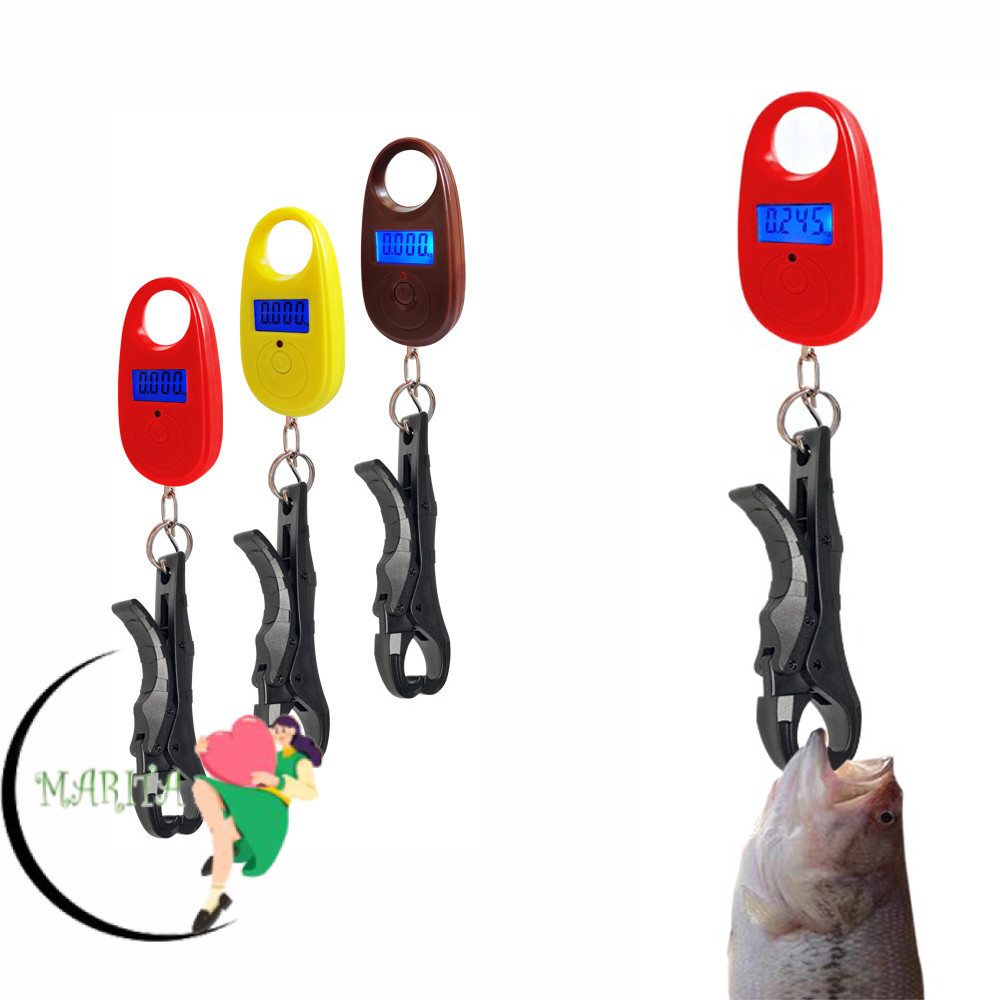 MARITA Fish Lip Gripper เครื่องชั่งอิเล็กทรอนิกส์สำหรับตกปลามือถือ พลาสติก รองรับน้ำหนักได้ถึง 55 ปอ