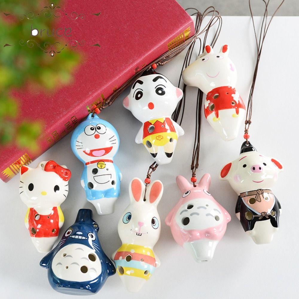 BRUCE 6 Hole Ocarina, Alto C Tone ตัวการ์ตูนเซรามิค Ocarina, Creative Hand-painted ขนาดเล็กน่ารักการ