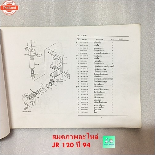 สมุดภาพอะไหล่ / คู่มือรายการอะไหล่ YAMAHA JR 120 - year 94