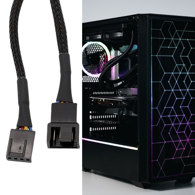 Doublebuy 4Pin Fan Cable Sleeved Adapter Computer PC Fan Power Extension Cable Converter for Compute