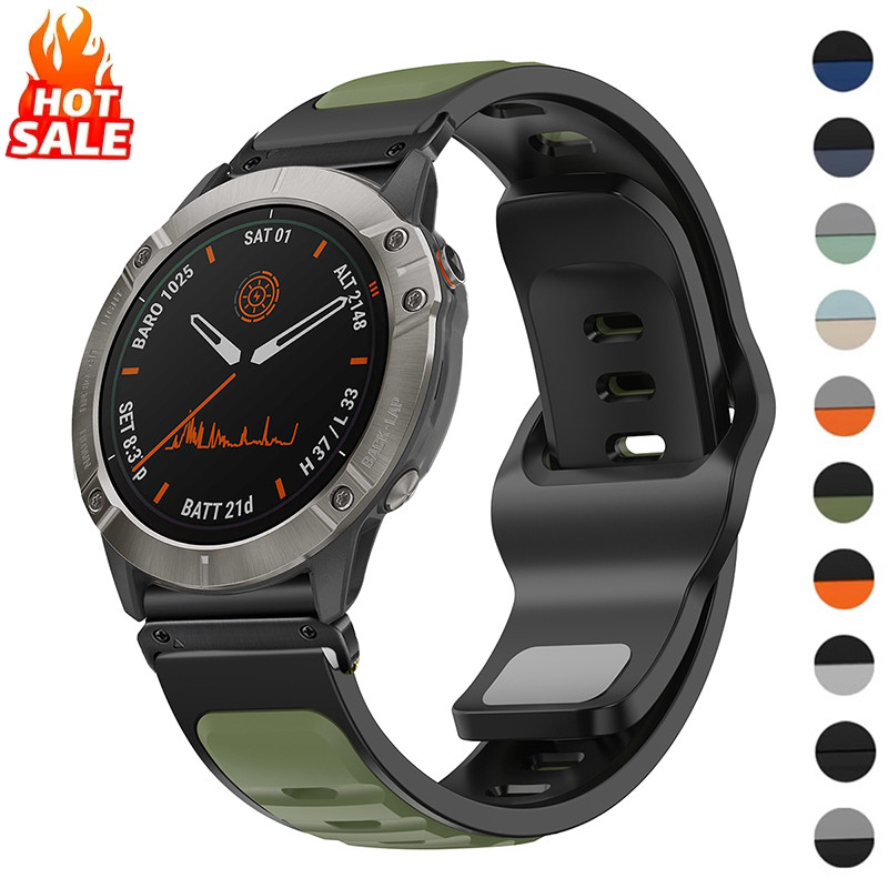 Quick Fit 22 มม.26 มม.ทูโทนสายรัดซิลิโคนสําหรับนาฬิกา Garmin Fenix 8 51 มม.47 มม.Fenix 7 7X 6 6X Pro/Epix Pro Gen 2/Fenix 5 5Plus 5X Fenix 3 สายคล้องคอ