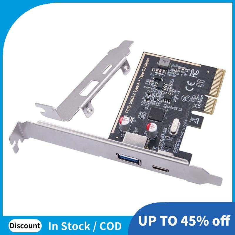 PCIE USB 3.2 GEN2 10G + ประเภท C 10G อะแดปเตอร์ PCI Express X4 การ์ดขยาย Riser ASM1142 ชิปคอนโทรลเลอ