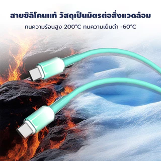 สายเคเบิล USB 60W แบบถักใสคริสตัล Type c ถึง Type C สายชาร์จข้อมูล USB ถึง Type C ใช้งานได้หลากหลาย