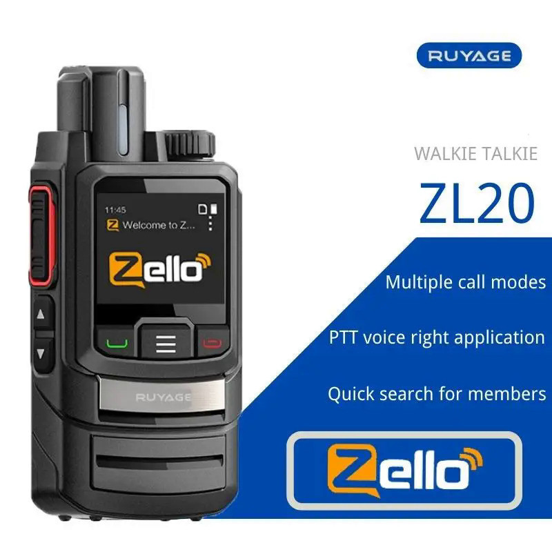 Ruyage-ZL20 Zello Walkie Talkie, 4g Radio with Sim Card, WiFi, Bluetooth, Long Range, Professional P
