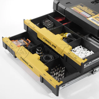 DELTON กล่องเครื่องมือช่าง Combo Kit พร้อมลิ้นชัก 2 ชั้น FORGELINK รุ่น FLX-1559-1322 กันกระแทก วางซ้อนล็อคต่อกันได้