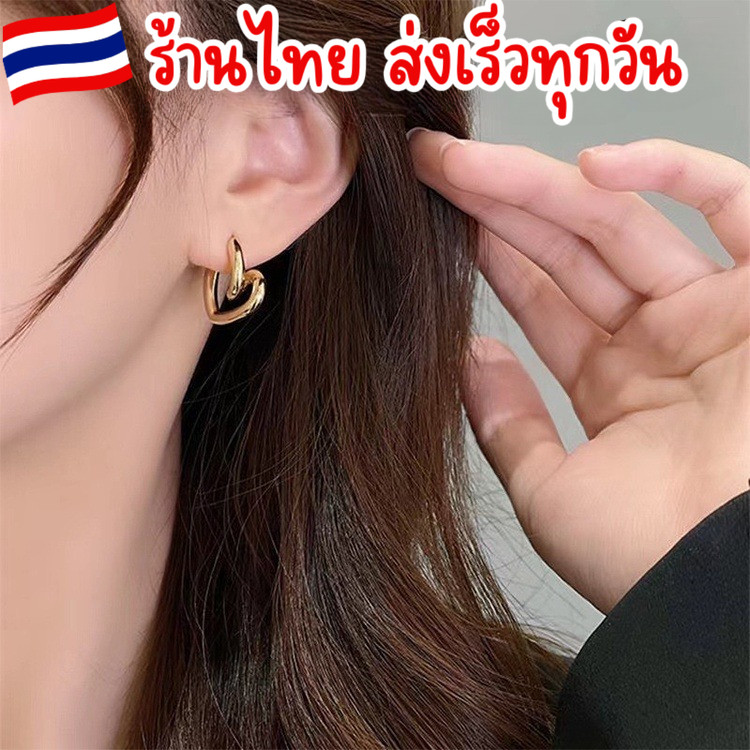 พร้อมส่ง ในไทย ❤️‍🔥ต่างหู เครื่องประดับ รูปหัวใจ 9jหรูหรา เครื่องประดับผู้หญิง สีเงิน ทอง สไตล์เกาหลี
