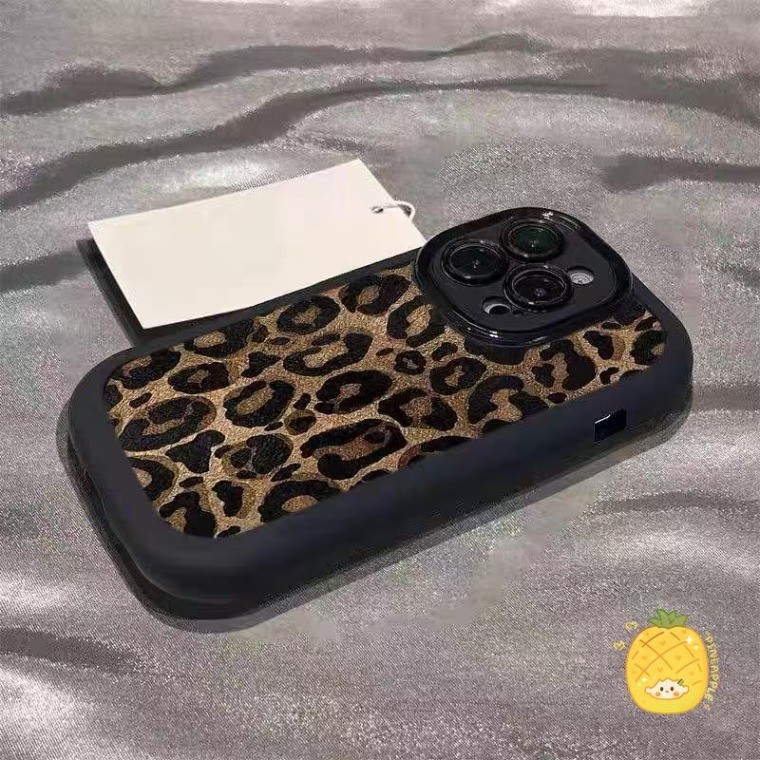 สําหรับ IPhone 16 15 14 13 12 11 Pro Max X XR Max 7 8 Plus Simple สีน้ําตาลเสือดาวพิมพ์คู่เคสโทรศัพท์ Soft