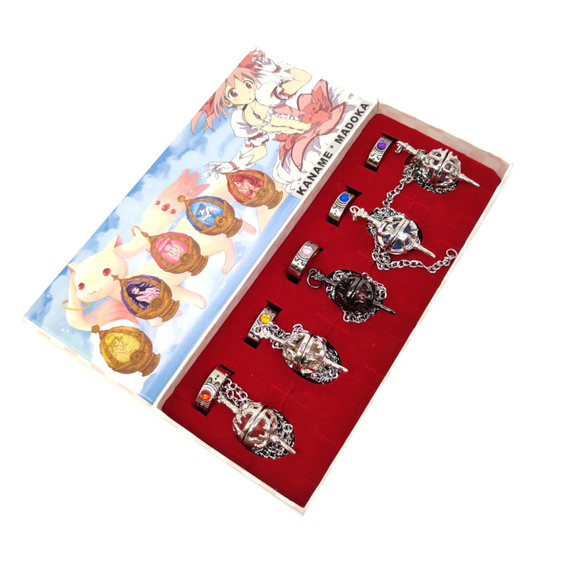 พร้อมสต็อก Magical Girl Madoka Sakura Apricot Miki Sayaka Soul Gem Ring Necklace สินค้าอนิเมะ