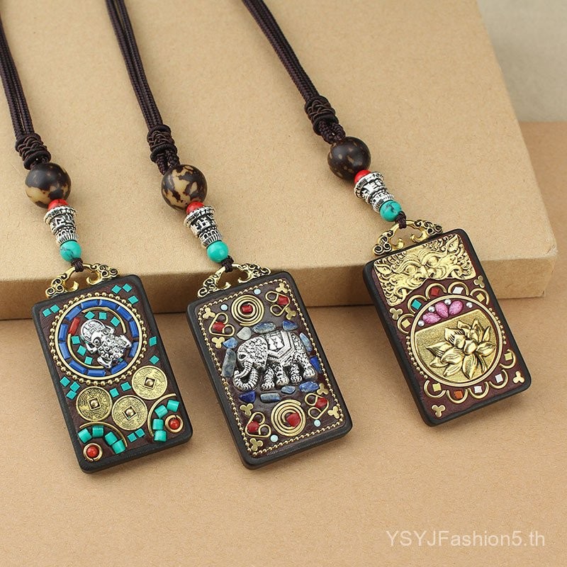 Ping An สว่านเชนดีไซน์Ebony Wood Thangka สำหรับทุกเพศ