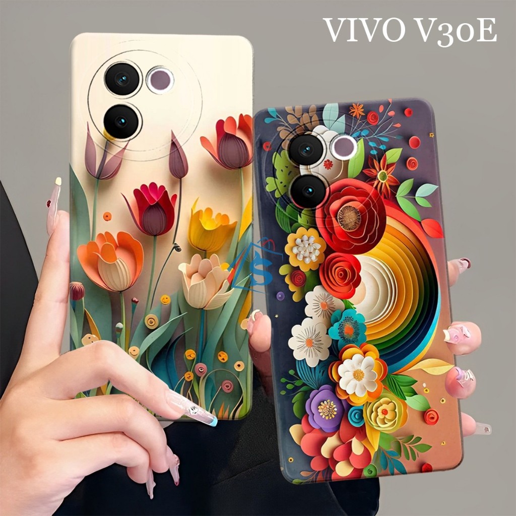 HP [SHARK CASE] Softcase VIVO V30E 5G 2024 ใหม่ล่าสุด 3D Flower Motif - เคส Vivo V30E - เคส Vivo V30