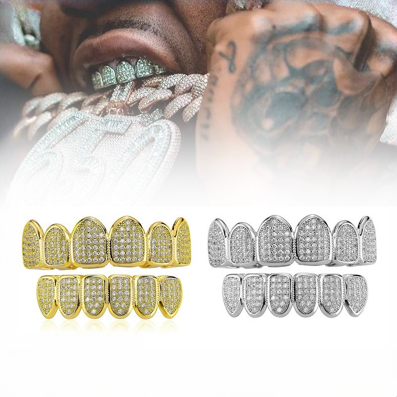 ฟันทองปลอมเพชรฟัน Hip Hop Zircon ฟัน Grillz