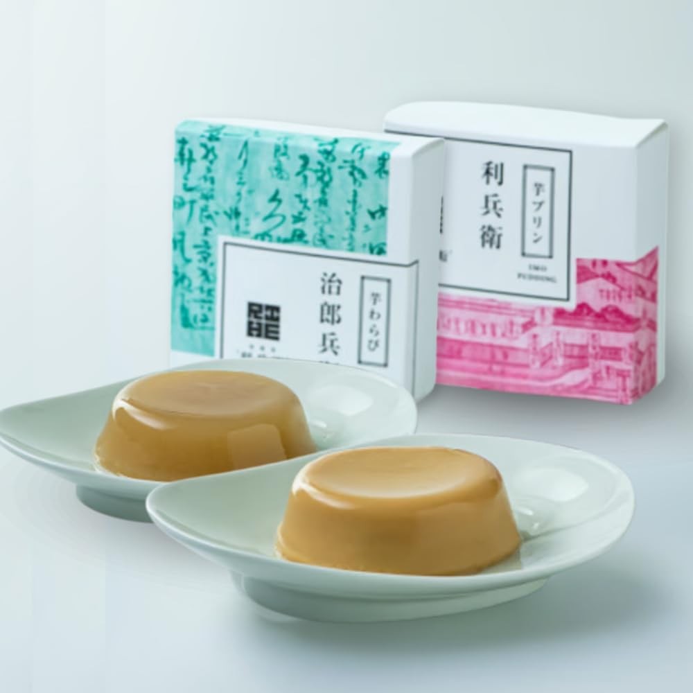 Kyoto Specialty: Ryohei Sweet Potato Pudding and Sweet Potato Warabi Mochi Set of 6 (Sweet Potato Pu