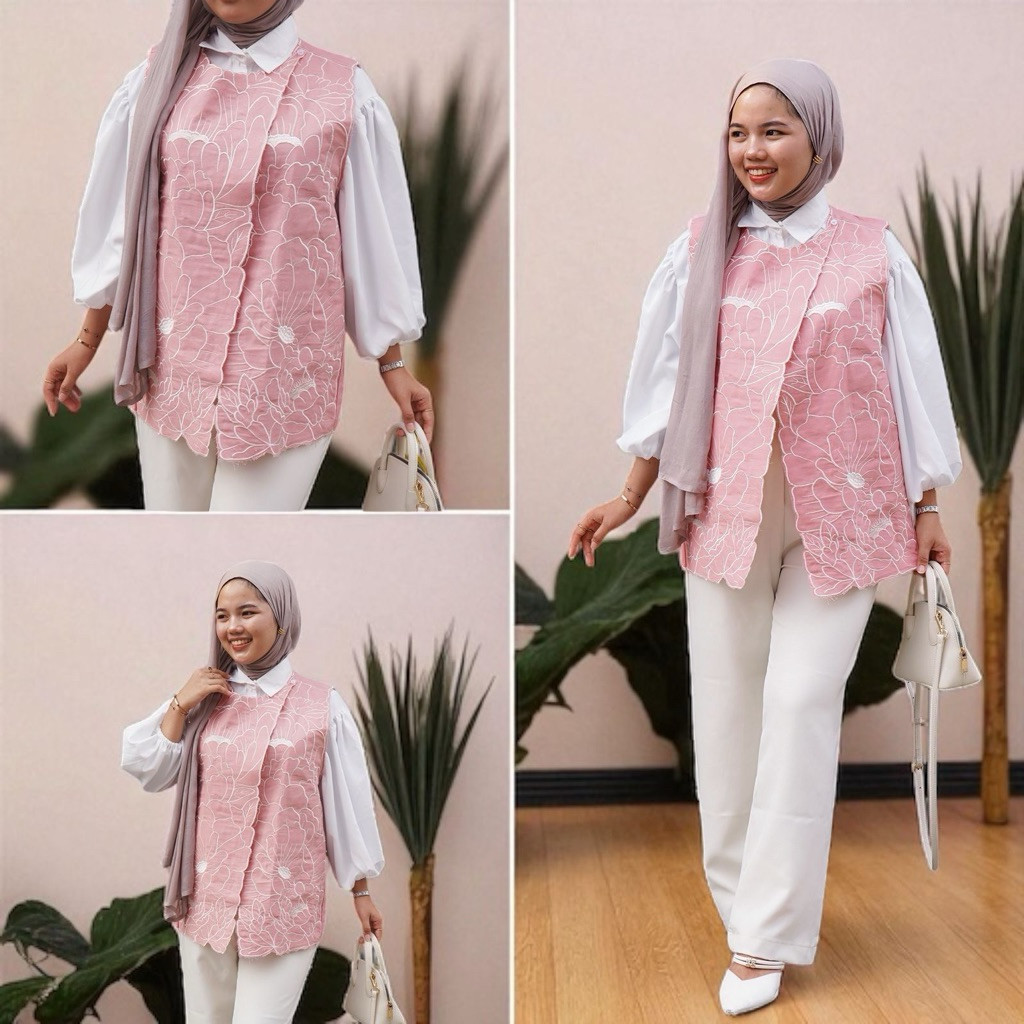 Tq88indonesia ล่าสุดผู้หญิง VEST / MELVY VEST LINEN FULL EMBROIDERED VEST / แจ๊กเก็ตผู้หญิง