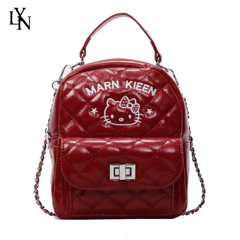 LYN Cute Rhombus Backpack Bags Womens New Versatile Small Bag