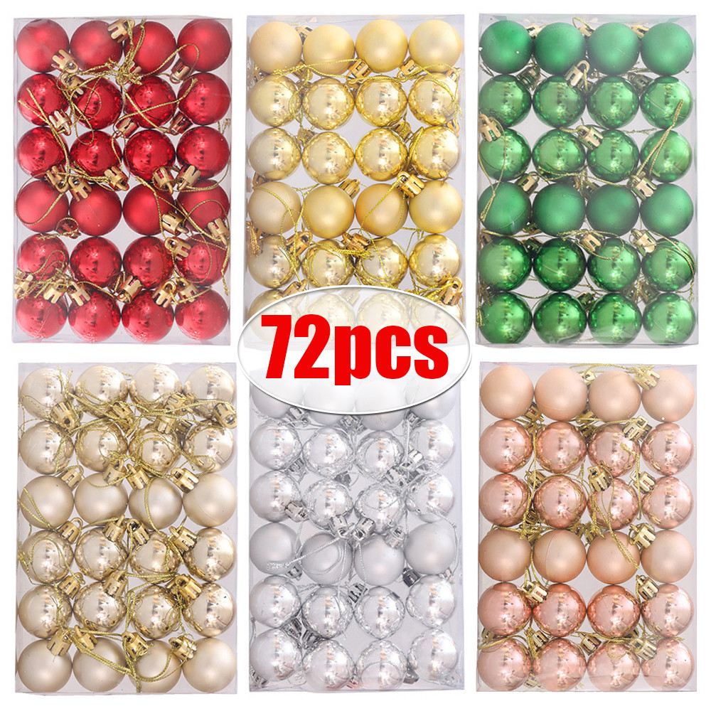 ลูกบอลคริสต์มาสขนาดเล็ก 24-72 ชิ้น, Electroplated Xmas Tree แขวนจี้ลูกบอล, Christmas New Year Party เครื่องประดับ, DIY ตกแต่งบ้าน (6 สี)