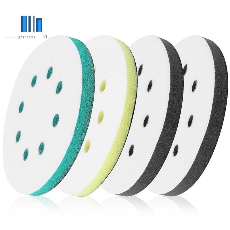 4 แพ็คแผ่นขัดโฟมสําหรับ Orbital Sander, 5 นิ้ว 8 หลุม Orbital Sander Surfprep แผ่นโฟม