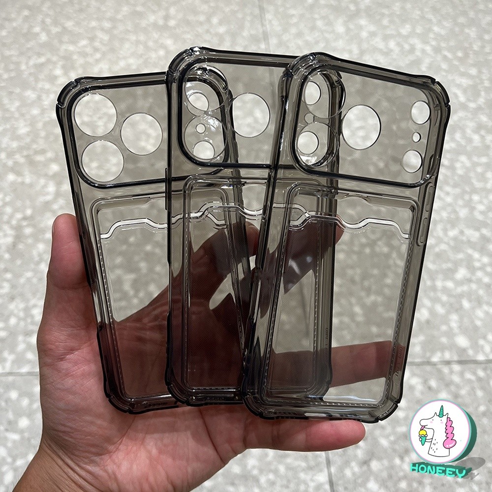 ช่องใส่การ์ดกระเป๋าโปร่งใสเคสโทรศัพท์สําหรับiPhone 17 Air 16 15 14 13 12 Pro 11 Pro Max X XS XR 7 8 Plusกันกระแทกกันชนนุ่มTPU Cover