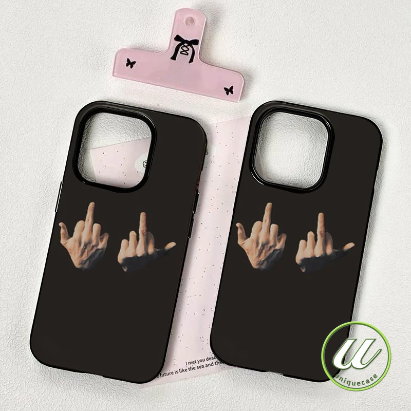เคสไอโฟน 11 การ์ตูนตลกพื้นผิวนิ้วกลางมันวาว สำหรับ IPhone 11 17 air 15 16 12 13 14 Pro Max XR X XS 16 8 7 Plus SE 3 2