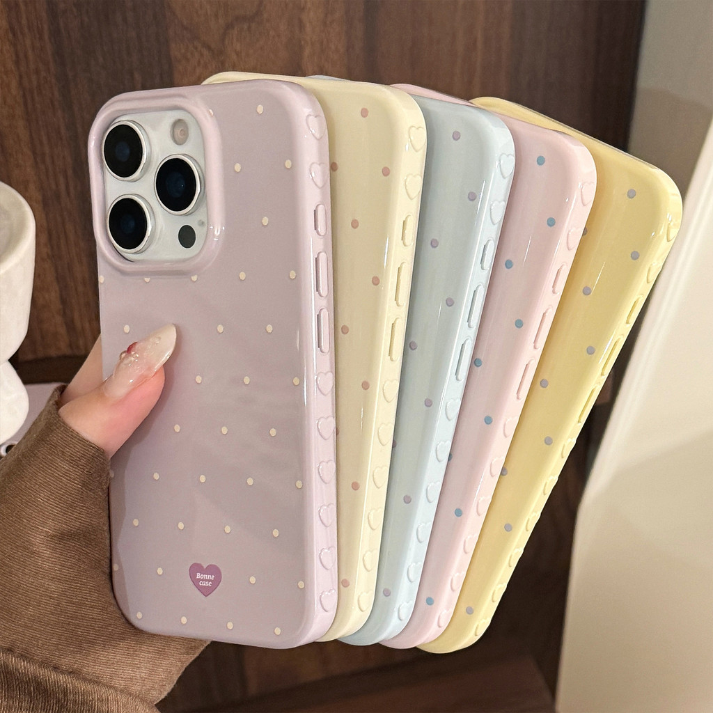 รวมทุกอย่าง Contrast Color Simple Polka Dot เคสโทรศัพท์ป้องกันเหมาะสําหรับ TPU สําหรับ iPhone12 13 14 15 16 17Pro Max