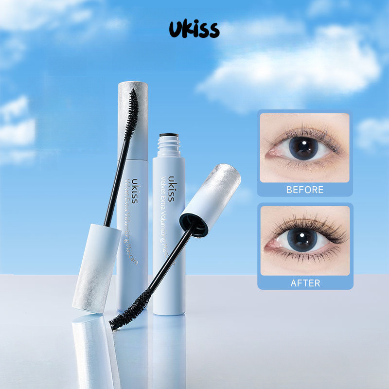 Ukiss Velvet Double Strength Eye Mascara No Smudging ไม่เลอะกันน้ําเหงื่อธรรมชาติ Fluffy Velvet Eye 