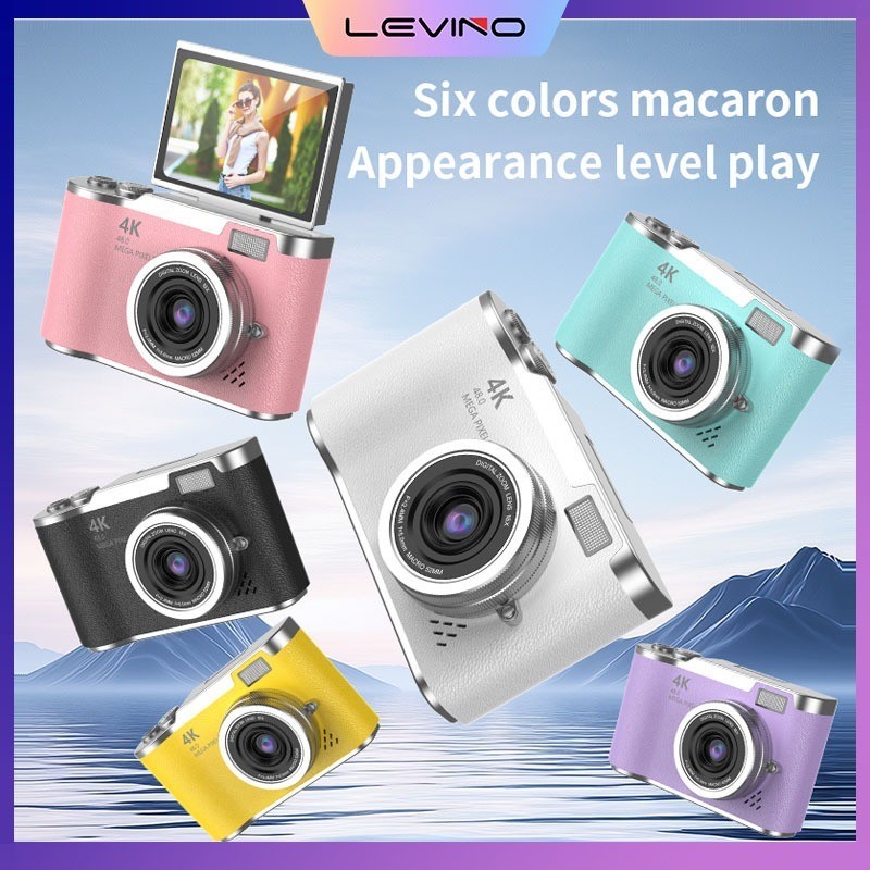 LEVINO กล้องดิจิตอล 4K 48MP กล้องถ่ายภาพ กล้องแบบชาร์จไฟได้ กล้องวีดีโอหน้าจอ 2.4 นิ้วสําหรับผู้เริ่