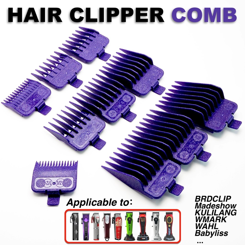 หวีปัตตาเลี่ยนตัดผมไฟฟ้ามืออาชีพ 10PC หวีจํากัดสีม่วงเหมาะสําหรับ M10, R77F, 2020C,ULANG, WMARK, BRCILIP ตัดผม ﻿