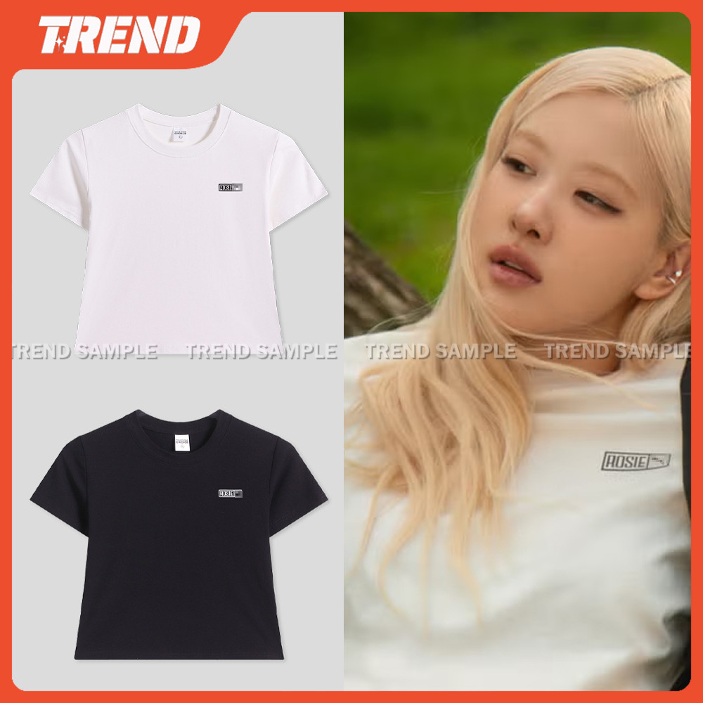 KPOP 2025 BLACKPINK ROSE Merch เสื้อครอปผ้าฝ้ายแฟชั่น ROSIE พิมพ์แขนสั้น Unisex Plus ขนาด Vintage Ca
