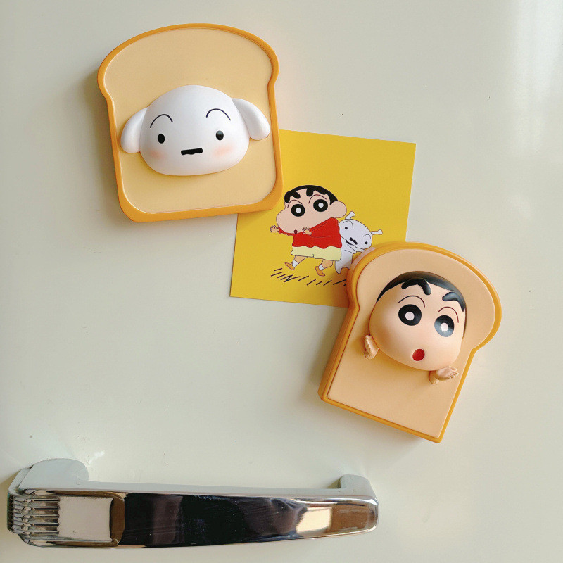 Crayon Shin-Chan Shin-Chan Shin-Chan ตู้เย็นสติกเกอร์แม่เหล็ก Toast Shin-Chan การ์ตูนน่ารักตู้เย็นเค