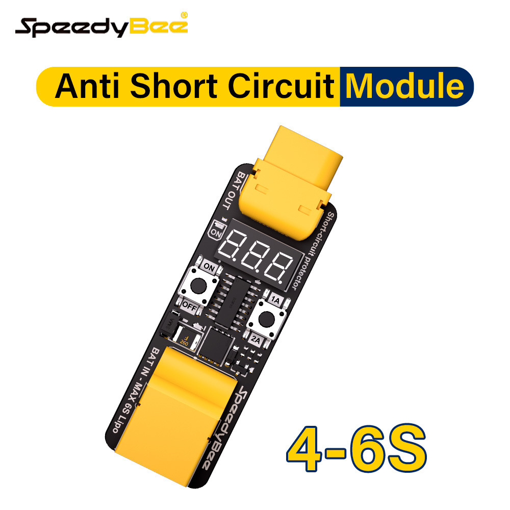SpeedyBee Anti Short Circuit Module 4-6S 1A/2A Two Level Current Limiting Digital Display Short-Circ