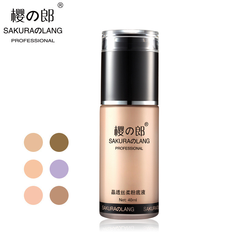 Sakuraro Crystal Clear Silky Liquid Foundation Y Series คอนซีลเลอร์ให้ความชุ่มชื้นธรรมชาติ Nude แต่ง